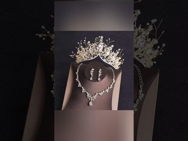 Crystal bridal set with crown #bridalfashion #bridalcollection #viralshort