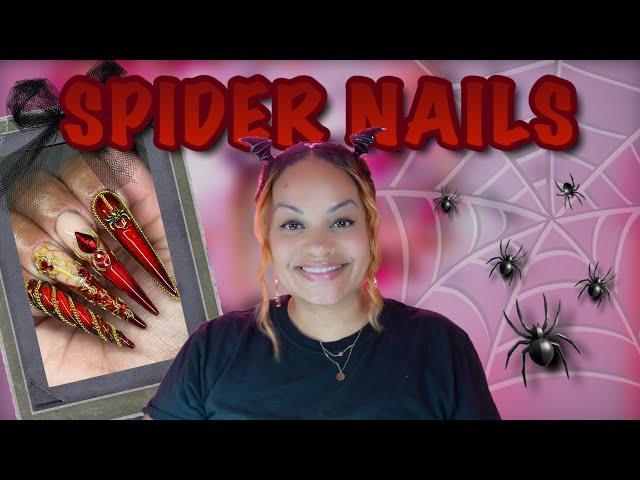 CREATING XL STILETTO RED SPIDER HALLOWEEN NAILS ️ | LGNPRO