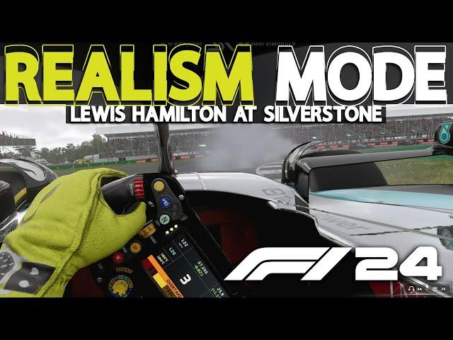 F1 24 REALISM MODE | Lewis Hamilton at Silverstone | NO HUD + COCKPIT + 100% RACE + TRACKIR