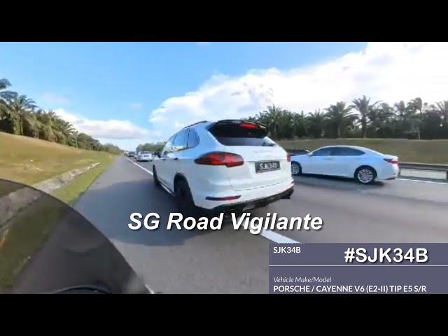 5jan2025 1 nshw#SJK34B porsche cayenne using expressway emergency lane