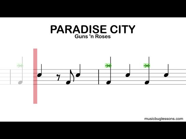 Paradise City - Guns N' Roses | EASY DRUMS | Scrolling Scores