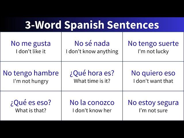 Short Spanish sentences with just 3-words