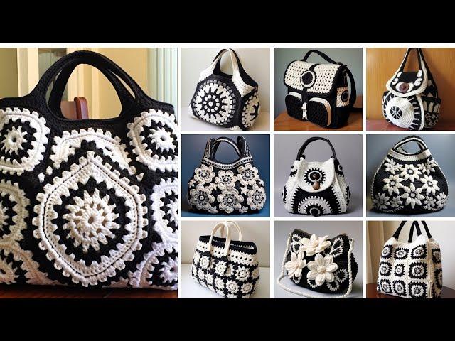 40+ MOST GORGEOUS HANDBAG/PURSE  GRANNY SQUARE FLOWER PATTERN CROCHET AI MADE IDEAS - KLMNO ART