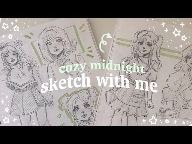 midnight draw with me  chill & cozy sketching ️