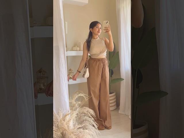 Beige Top + Brown Trouser  #ootd #youtubeshorts #shorts #neutraloutfits #outfitinspo