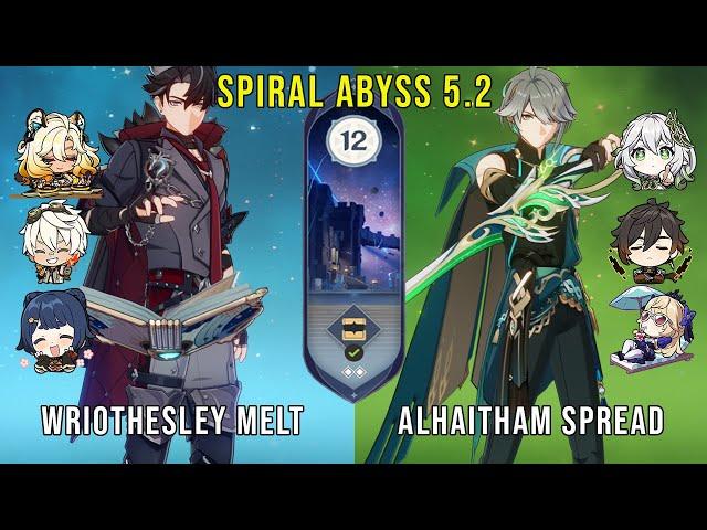 C0 Wriothesley Melt and C0 Alhaitham Spread | Genshin Impact Abyss 5.2 Floor 12 9 Stars