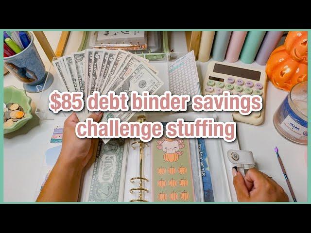 $85 debt binder stuffing | savings challenges | scratch offs & roll the dice | budgetwithamanda