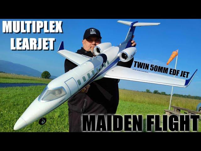 MULTIPLEX LEARJET twin 50mm 12 blades EDF RC jet plane 4S power MAIDEN FLIGHT