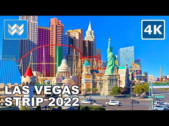 [4K] FULL Las Vegas Strip 2022 Hotels Walking Tour & Travel Guide Vlog Binaural City Sound Treadmill