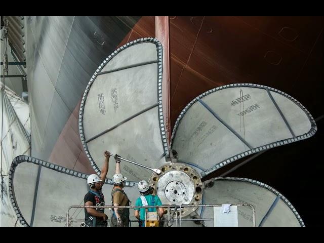 first run, giant cargo ship engine