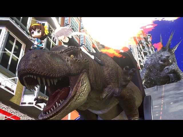 [Blender] Godzilla and T-Rex - City Escap...ade