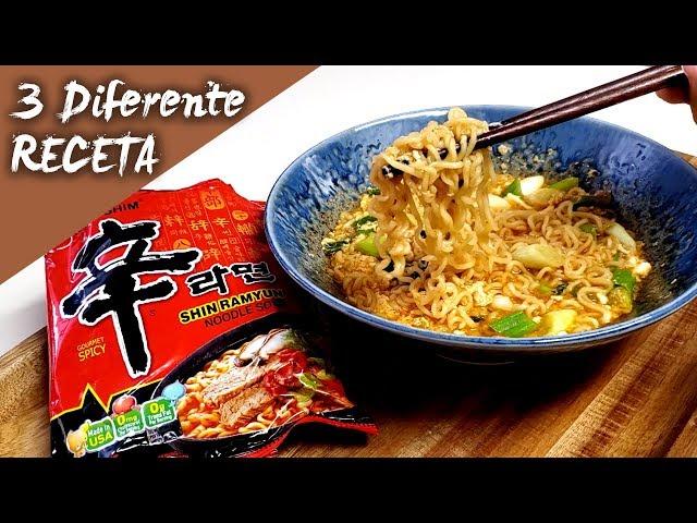 Como hacer ramen coreano picante -3 diferente recetas de hacer shin ramen #COMIDACOREANA #SHINRAMEN