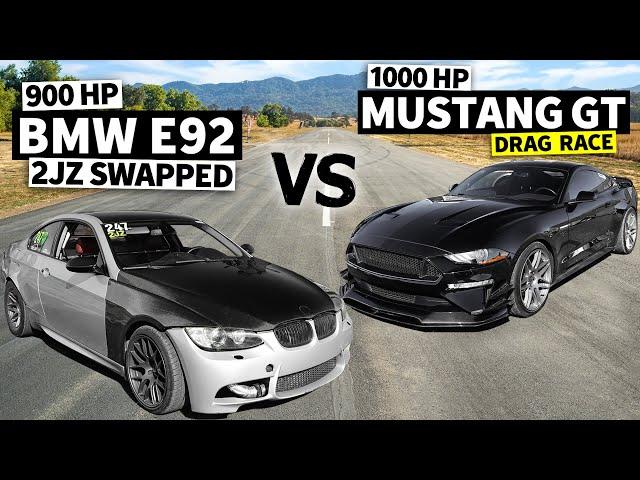 1000HP Twin Turbo Mustang GT vs 900HP 2JZ-swapped BMW E92