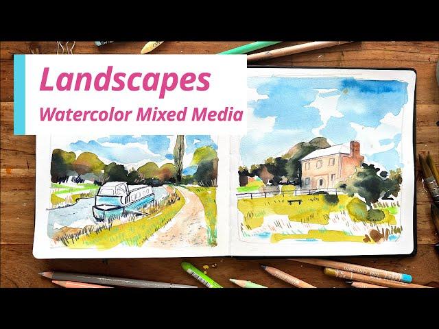 Loose Watercolor And Mixed Media Landscape Art Challenge - Get Creative!