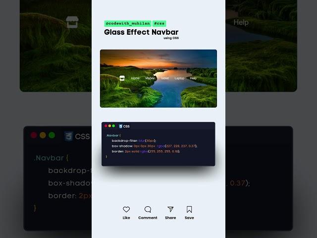 Glass Effect Navbar #css #coding #Navbar #hovereffect  #Website