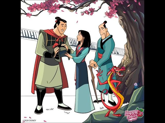 #DISNEY | Princess Mulan, Mushu, Li Shang, Cri-Kee & Hua Zhou | #fairytale #happycolor #shorts