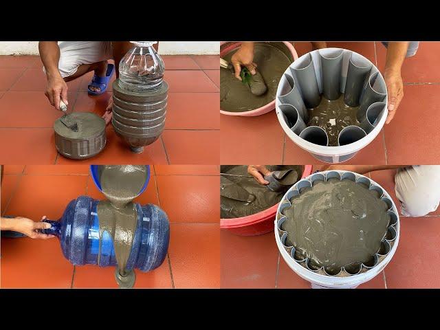 4 Creative Ideas - How To Make Beautiful Flower Pots From Cement At Home Easily