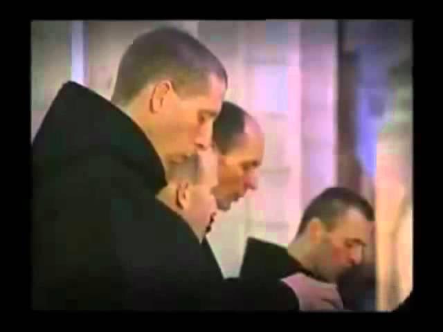 Monks singing Gregorian Chant in a Catholic Benedictine Seminary