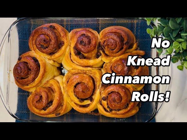 No-Knead Cinnamon Rolls with Cream Cheese Frosting - The Easiest Recipe Ever!