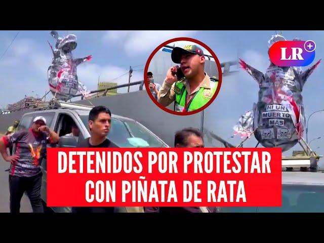 PARO NACIONAL HOY: PNP detiene a TRANSPORTISTAS por protestar con PIÑATA de RATA contra DINA #LR