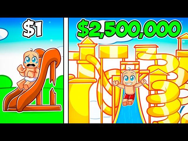 $1 vs $250,000,000 LUXURY WATERPARK in Roblox!