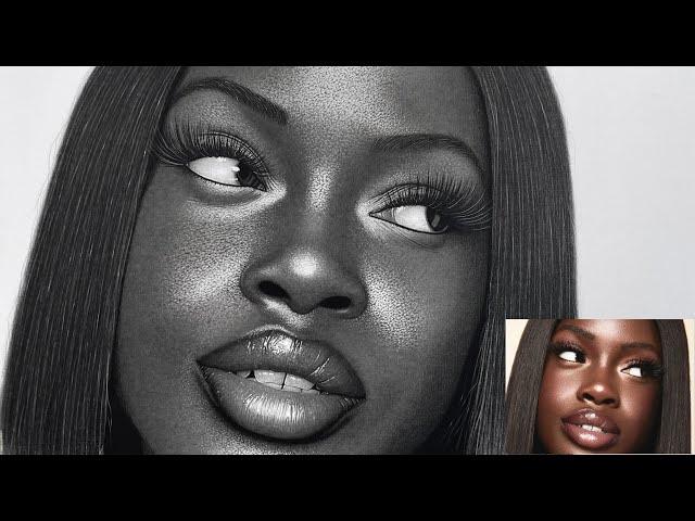 Shading realistic face with charcoal pencils