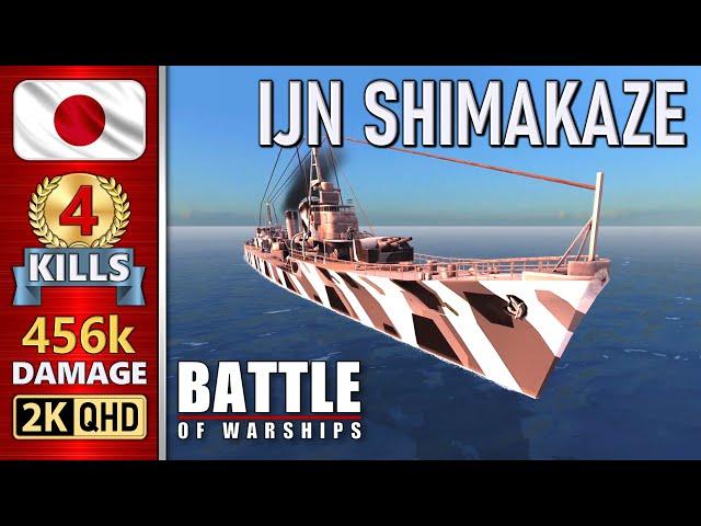 BATTLE OF WARSHIPS  SHIMAKAZE : 4 KILLS - 456k DAMAGE 