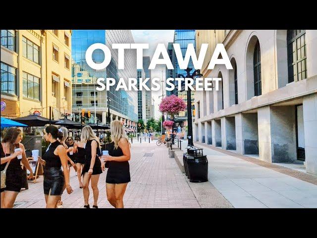 Downtown Ottawa Evening Walk Tour Sparks Street | 4K UHD