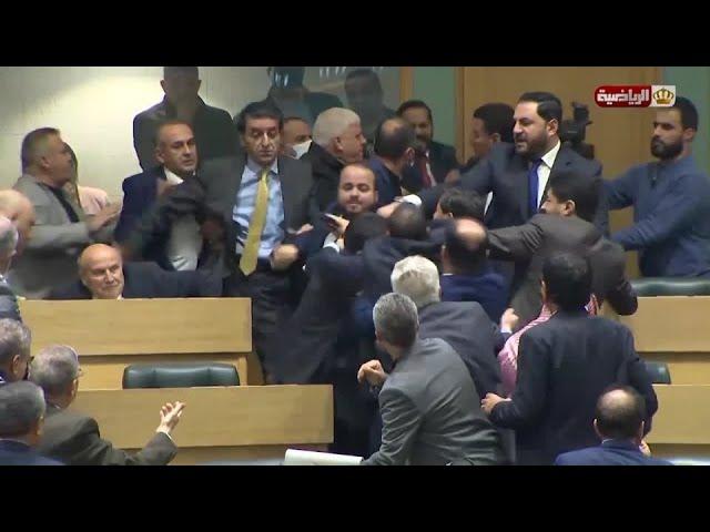 Jordanian MPs brawl in parliament