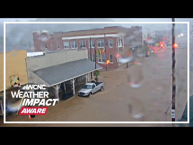 WATCH: Floodwaters rush through downtown Boone, NC during Helene