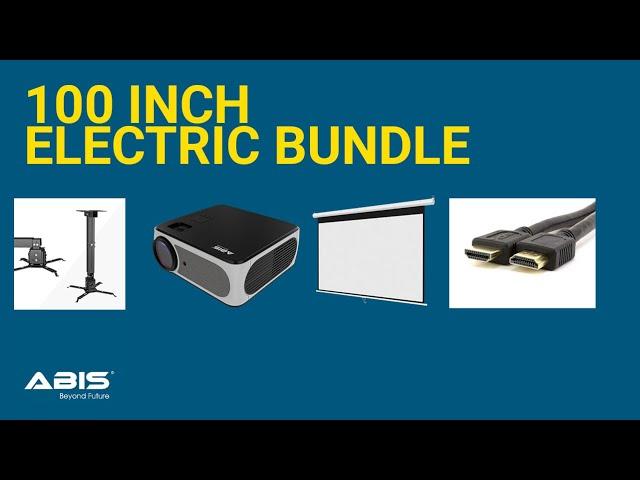 ABIS 100" Electric Projector Screen & Projector Bundle for Home - Complete Set