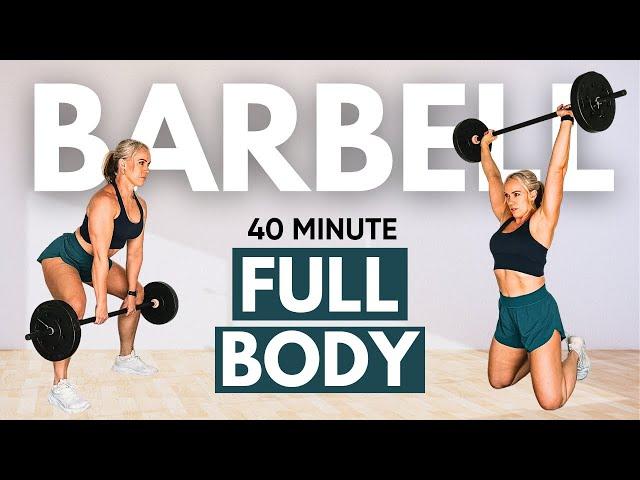 40 MIN FULL BODY BARBELL Workout at Home | with dumbbell alternatives