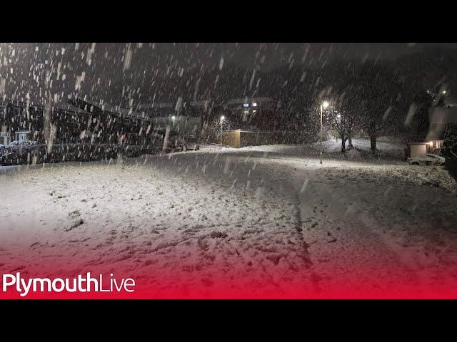 Snow falls in Plymouth as city hit with 'blizzard'