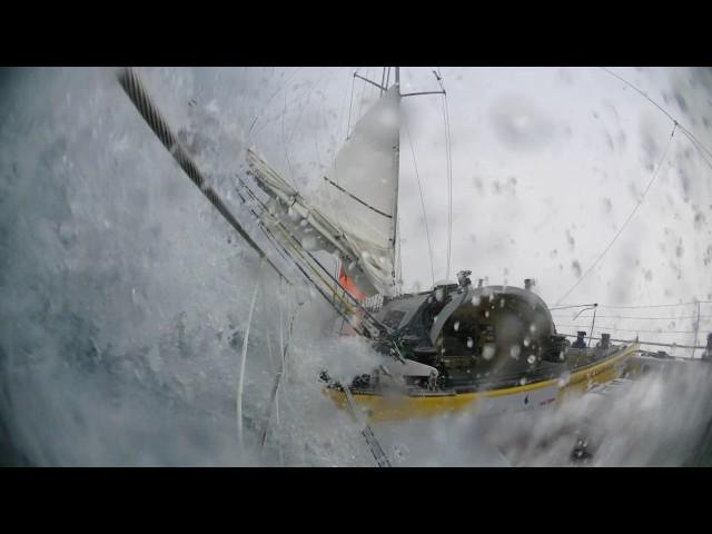 Yacht Knocked down during solo circumnavigation.