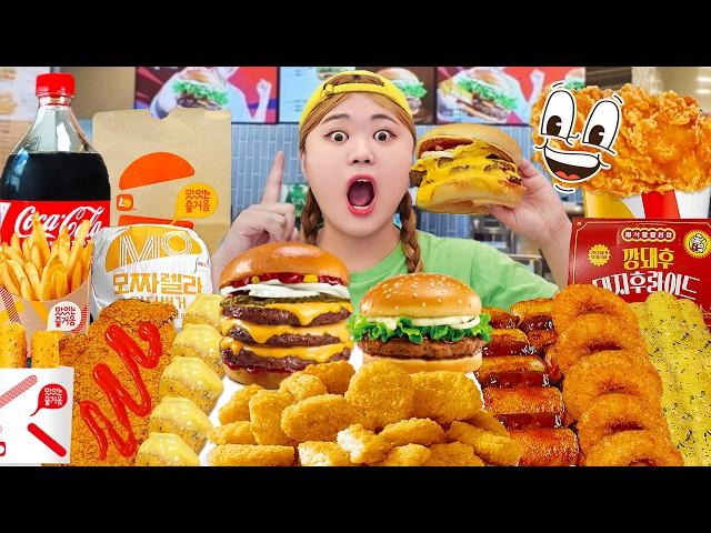 ASMR MUKBANG FRIED CHICKEN AND HAMBURGER EATING SHOW by HIU 하이유