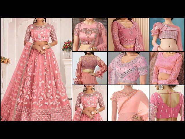 Latest Baby Pink Lehenga Blouse Designs 2024|Baby Pink Net Lehenga Blouse Design\Pink Blouse Design