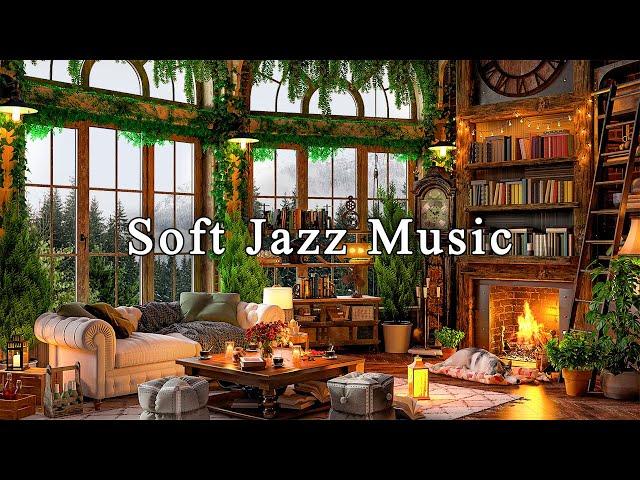 Jazz Relaxing Music to Work, Relax  Soft Jazz Music & Fireplace Sounds at Cozy Coffee Shop Ambience