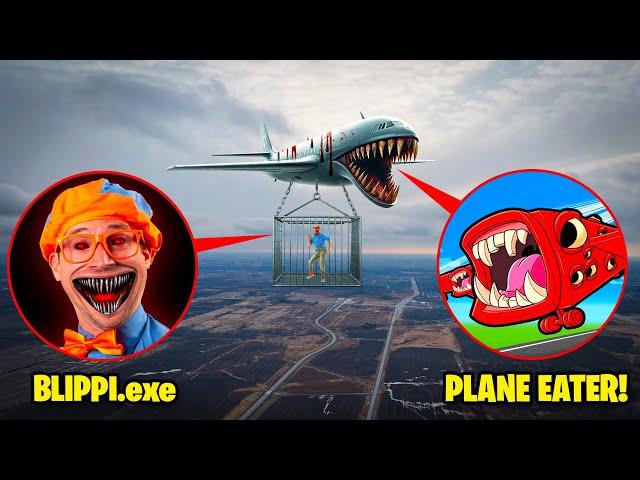 DRONE CATCHES PLANE EATER EATS BLIPPI EXE IN REAL LIFE!