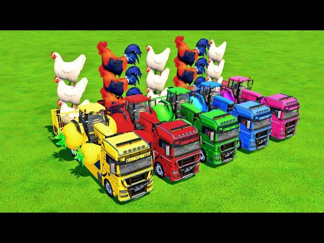 TRANSPORTING GIANT COWS, DUCK, CHICKEN, GOATS, HORSES, BULLS WITH MAN TRUCK! - Farming Simulator 22