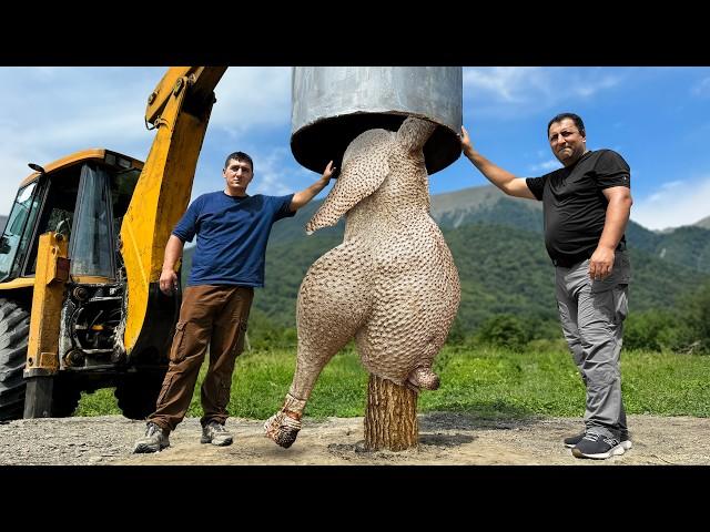 Roasting a Whole Giant Ostrich Under a Barrel! The Unique Recipe Taking the Internet by Storm