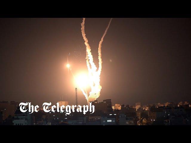 Rockets fired at Israel are intercepted by Iron Dome missile defence system