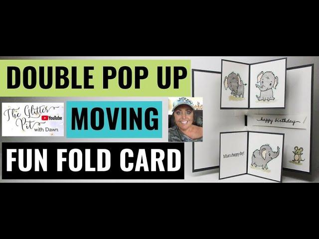 Double  Pop  Up  Moving  Fun  Fold  Card  Glitter  Pit