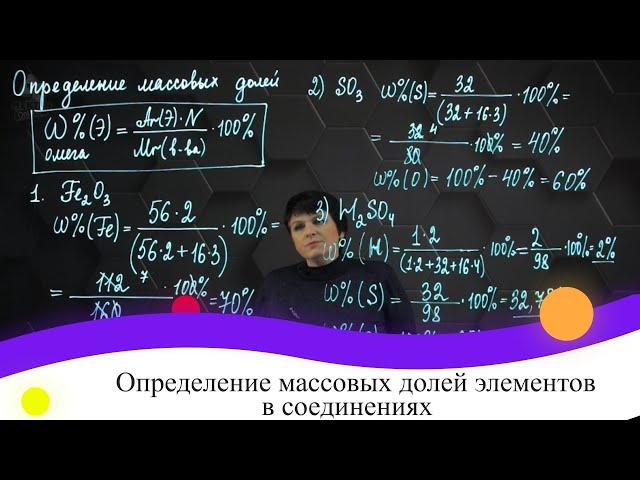 Определение массовых долей элементов в соединениях. 8 класс.