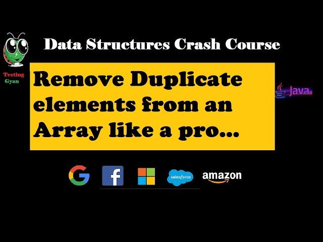 Data Structure | Java Program to remove duplicate element from an Array | SDET Interview Question