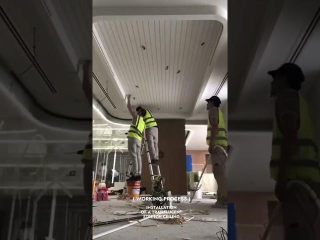 Illuminated stretch ceiling installation