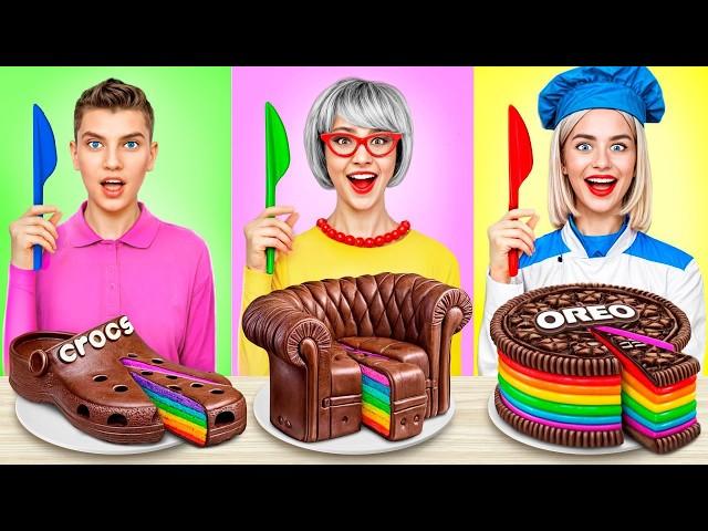 Me vs Grandma Cooking Challenge! Cake Decorating Tasty Challenge by Yummy Jelly