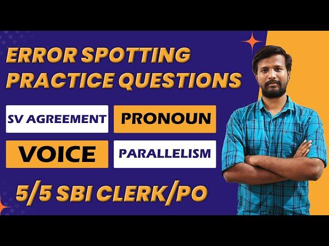 ERROR SPOTTING PRACTICE QUESTIONS - ENGLISH SESSION | 5/5 SBI CLERK/PO  | CRACK WITH JACK | MR.ABITH