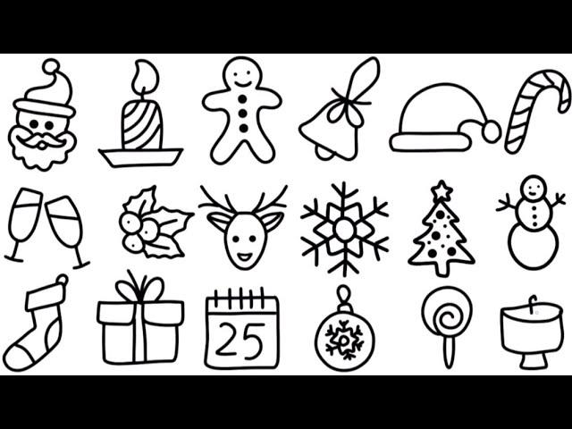 Christmas decorating Drawing Easy | Merry Christmas doddle Drawing | Christmas stuff doddle Drawing|