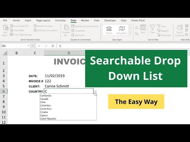 Searchable Drop-Down List in Excel - The Easy Way