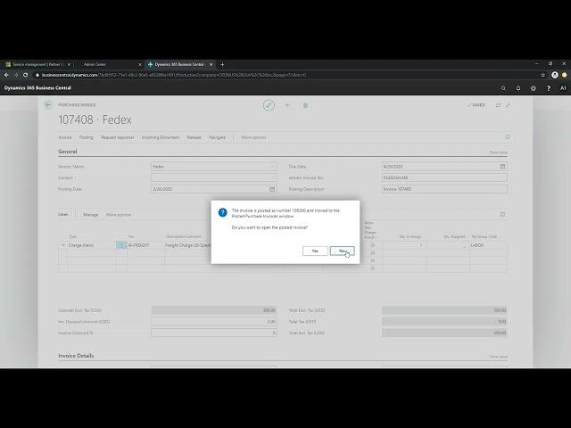 Microsoft Dynamics BC - Landed Costs setup